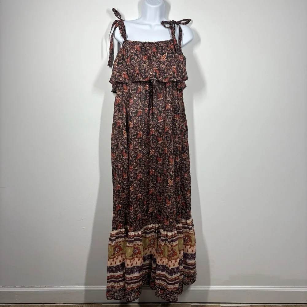 Free People Women Tangier Babydoll Floral Maxi Dress Size M Boho Festival Hippie - Picture 1 of 7